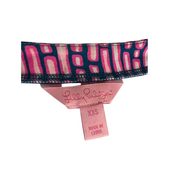 Lilly Pulitzer Pink Geometric Print Karlie Romper XXS Long Sleeves & Tie Belt - Picture 6 of 6